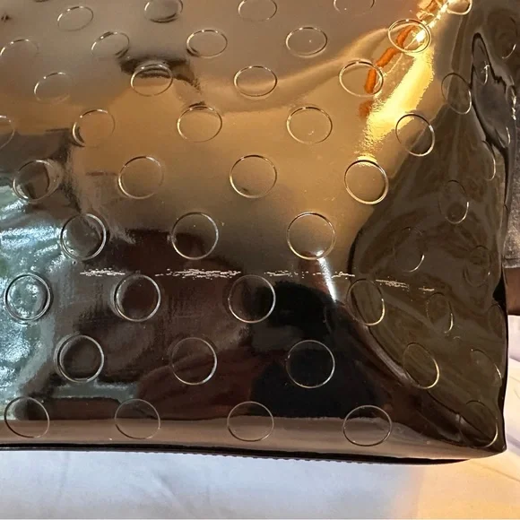 Kate Spade Black Patent Leather Polkadot Tote Bag Bow Detail - Picture 10 of 13